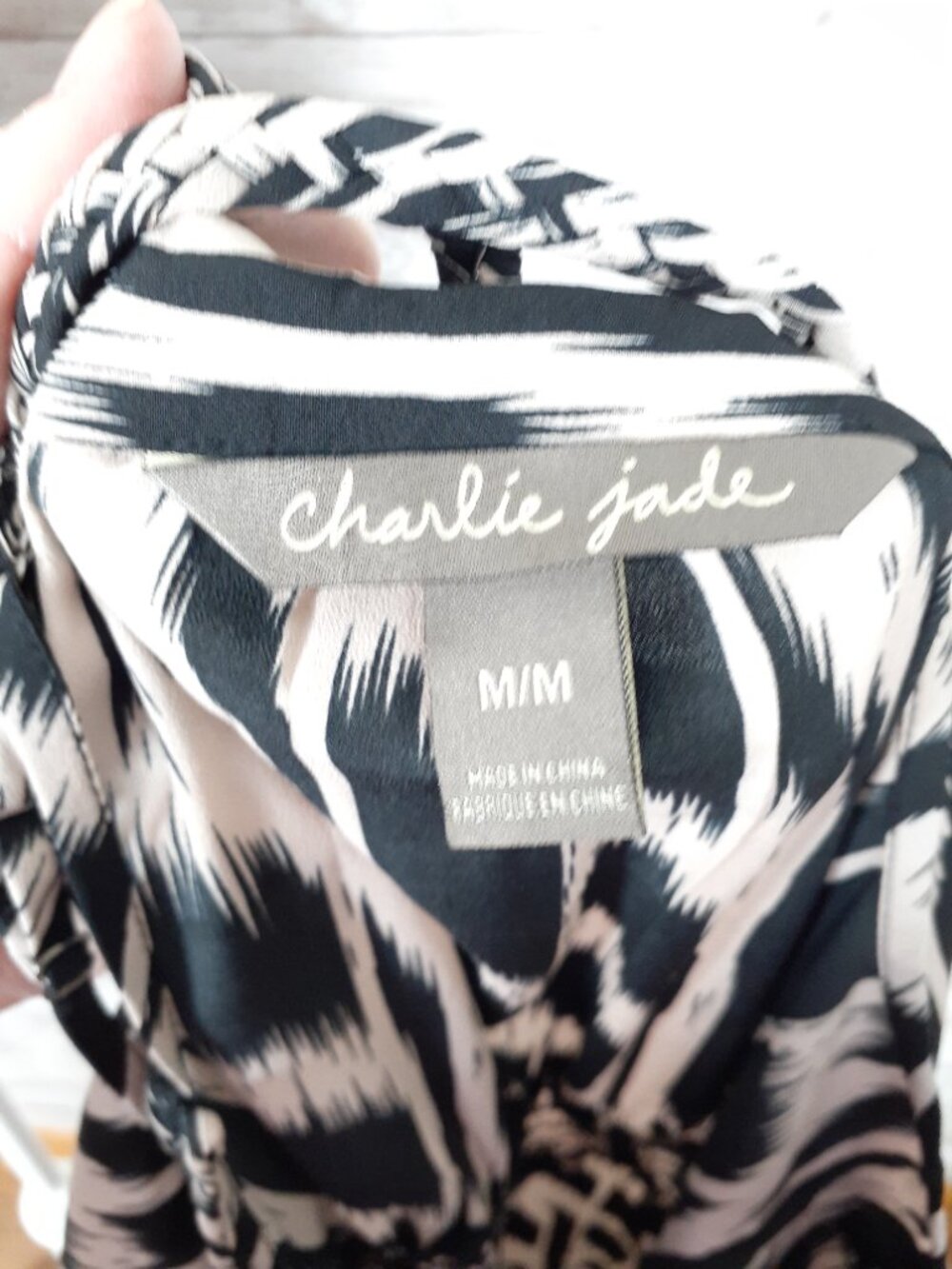 Charlie Jade Dress M Braided Straps High Low Hem Animal Print Elastic Waist 945A - Picture 8 of 9